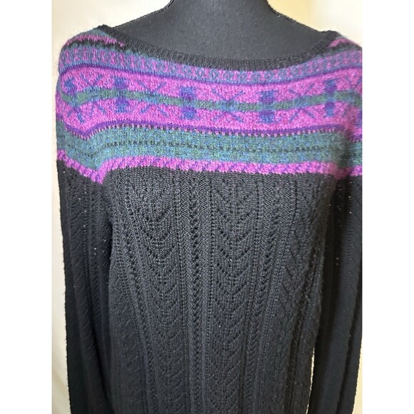 Lauren Ralph Lauren Fair Isle Merino Wool Blend Open Knit Sweater Women's LARGE - Picture 5 of 11